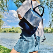 Rucsac dama din piele naturala DiAmanti Umberto Blu Scuro